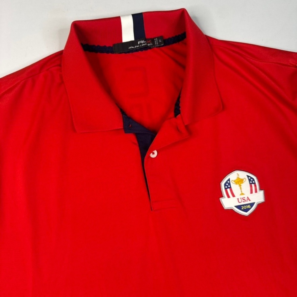 RLX‎ Ralph Lauren Ryder Cup USA 2016 Polo Mens XL Red Performance Golf Shirt